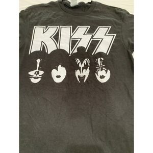 KISS Rock Band Music Black Graphic T-shirt Size S